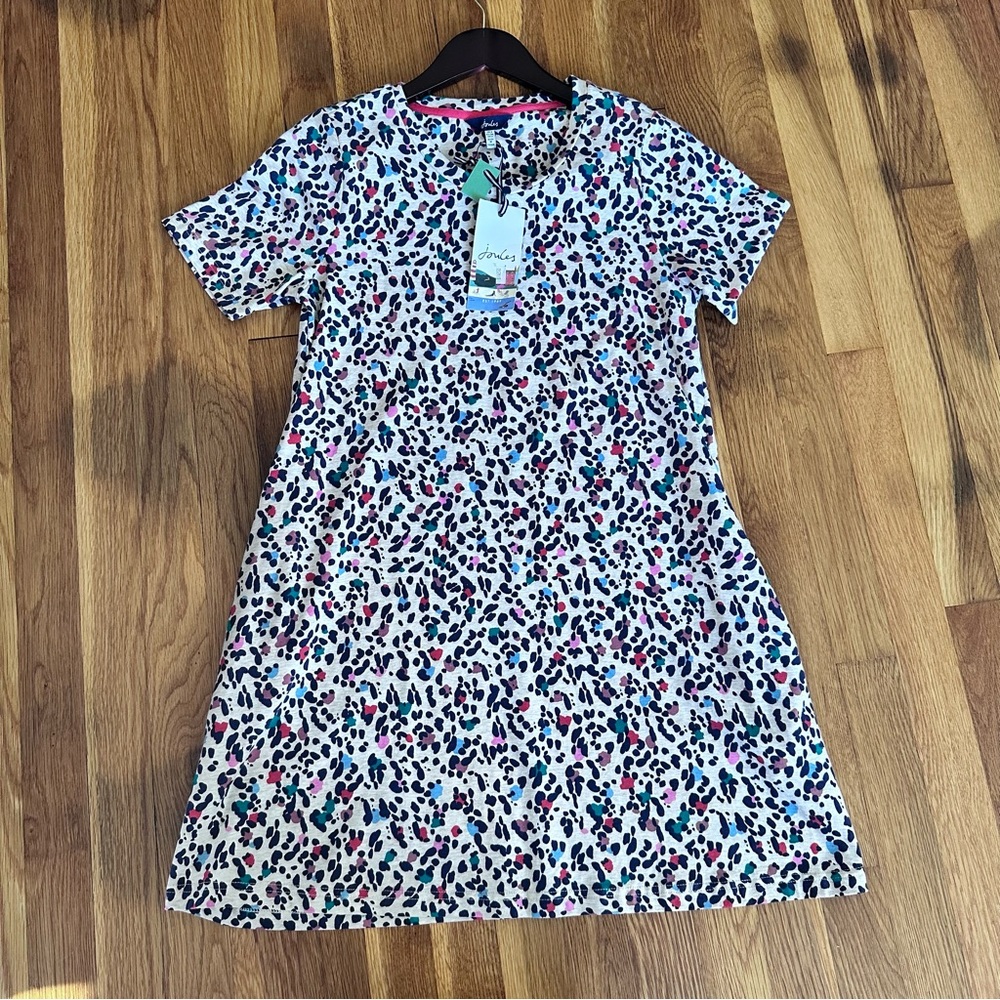 Joules Hattie Tunic Dress Women's US 2 Leopard Print Jersey Pockets NWT
